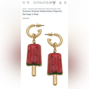 🆕 Summer Enamel Watermelon Popsicle Earrings in Red NWT
